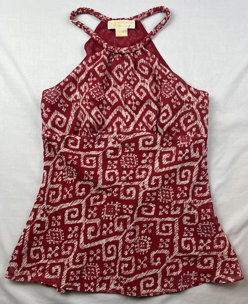 Michael Michael Kors 100% Silk Grecian Style Braided Halter Side Zip Size 6